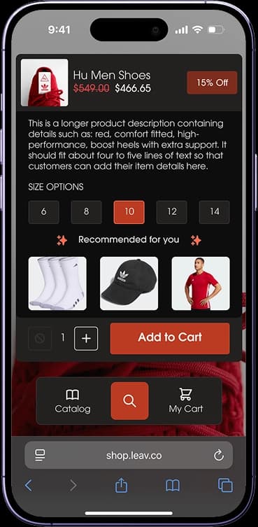Fidget product detail screen with complementary items recommended for reorder