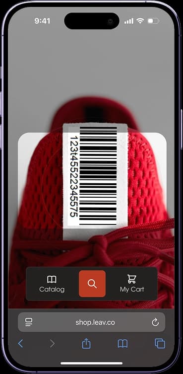 Barcode scan viewfinder attaching a product's identity to the experience